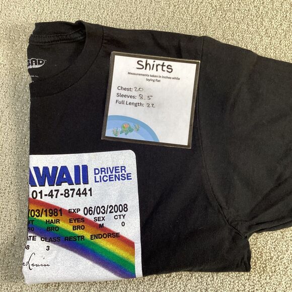 Superbad McLovin Hawaii Driver License Graphic T-Shirt Black Medium - Picture 4 of 4